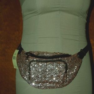 Collection 18 Sequin Rose Gold Belt Bag
